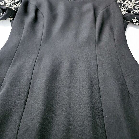 Liz Claiborne Womens Dress Black Size P6 100% Polyester Beaded Short Sleeves Zip - Picture 10 of 12